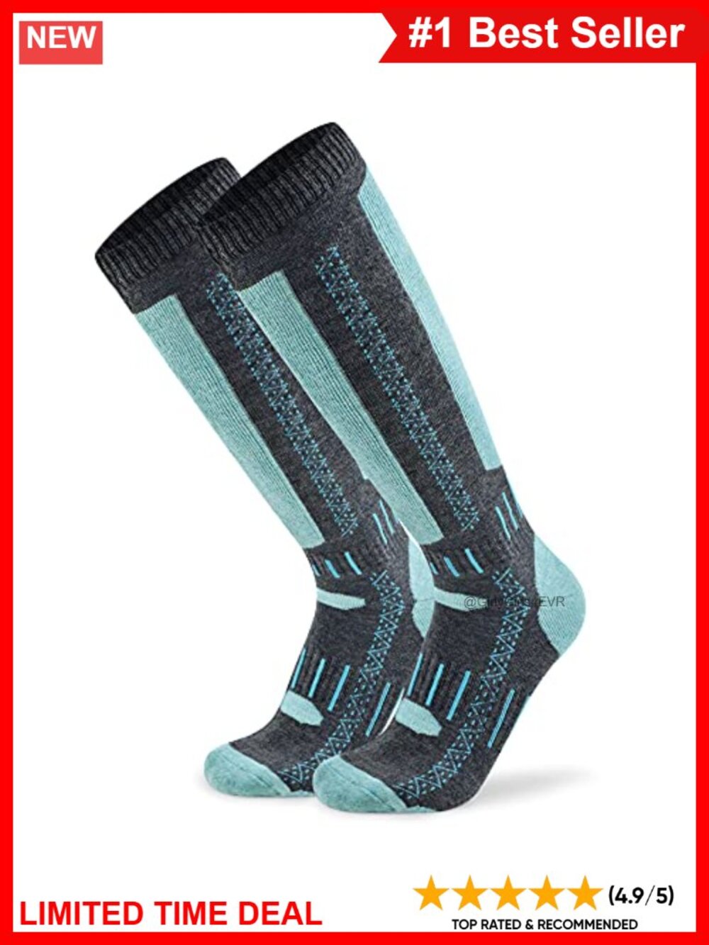 Merino Wool Blend Knee High Ski Socks Cushioned Over Calf Winter
